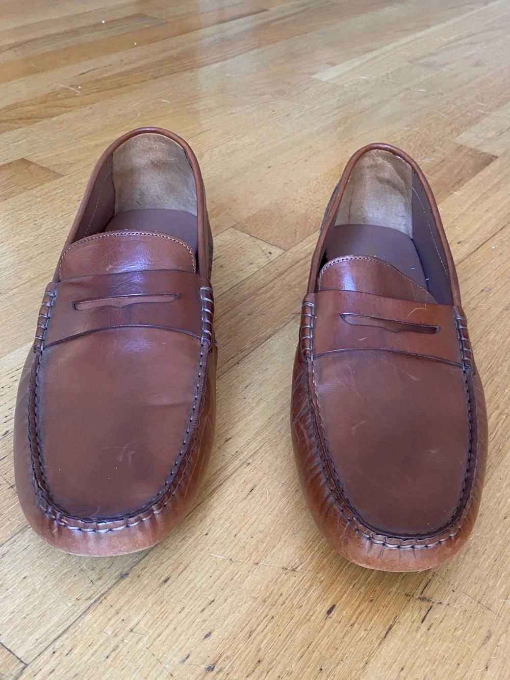 Italian Driver Men’s Penny Loafers in Brown Leather 12M